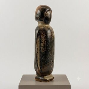Vintage Studio Pottery Abstract Human Figure Signed Speckled Glaze 11 Inch